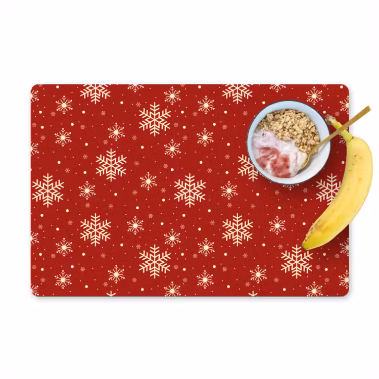 Sets de table en vinyle - Illustration - Flocons de neige - Rouge — 1