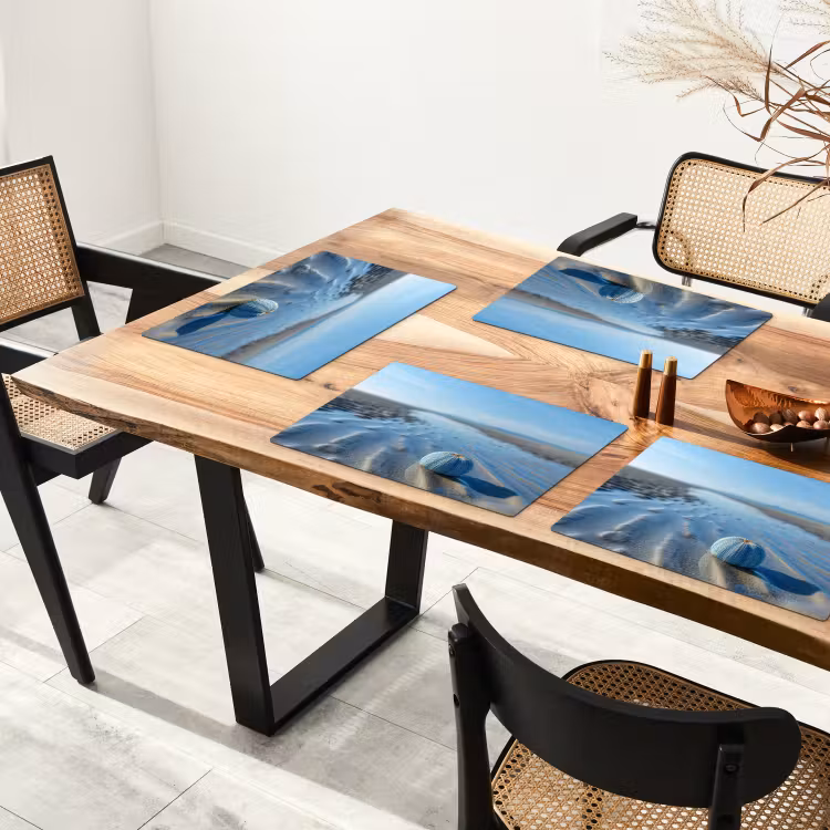 Sets de table en vinyle - Plage - Bouclier - Eau - Bleu — 4