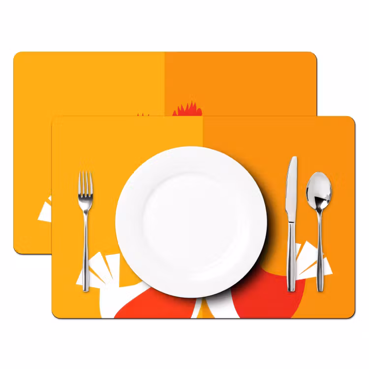 Sets de table en vinyle - Poulets - Orange - Plaines — 2