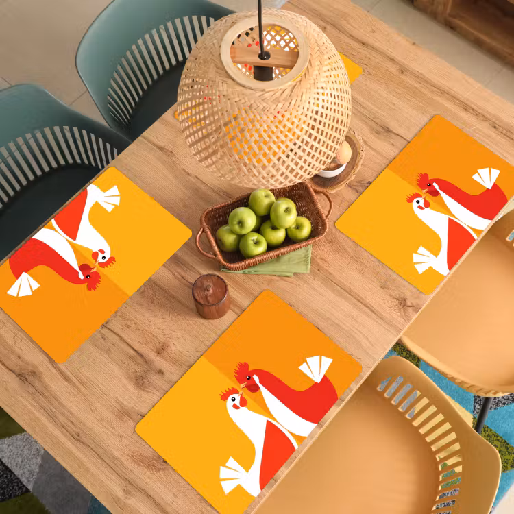 Sets de table en vinyle - Poulets - Orange - Plaines — 3