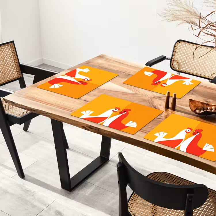 Sets de table en vinyle - Poulets - Orange - Plaines — 4