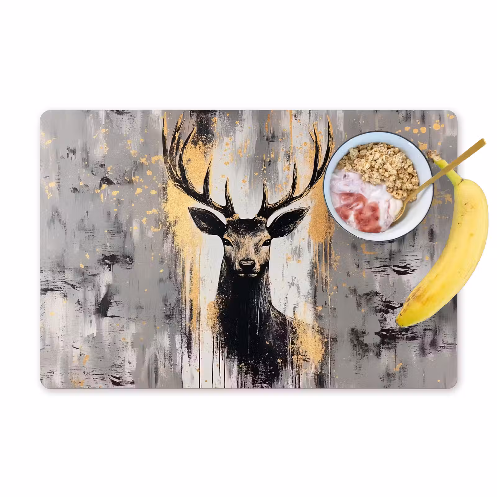 Sets de table en vinyle - Abstrait - Cerf - Bois - Or — 1