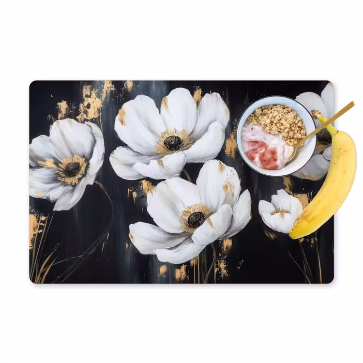 Sets de table en vinyle - Fleurs - Blanc - Abstrait — 1