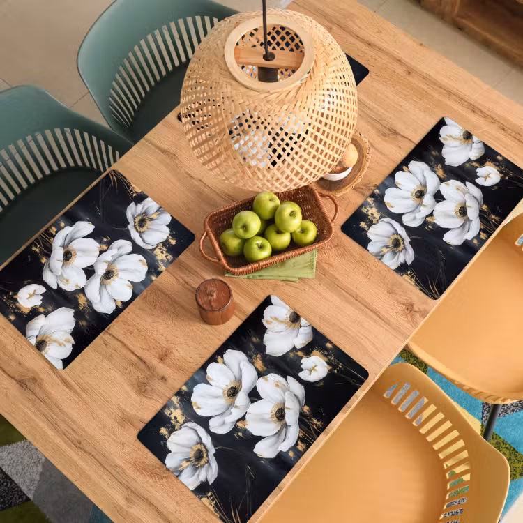 Sets de table en vinyle - Fleurs - Blanc - Abstrait — 3
