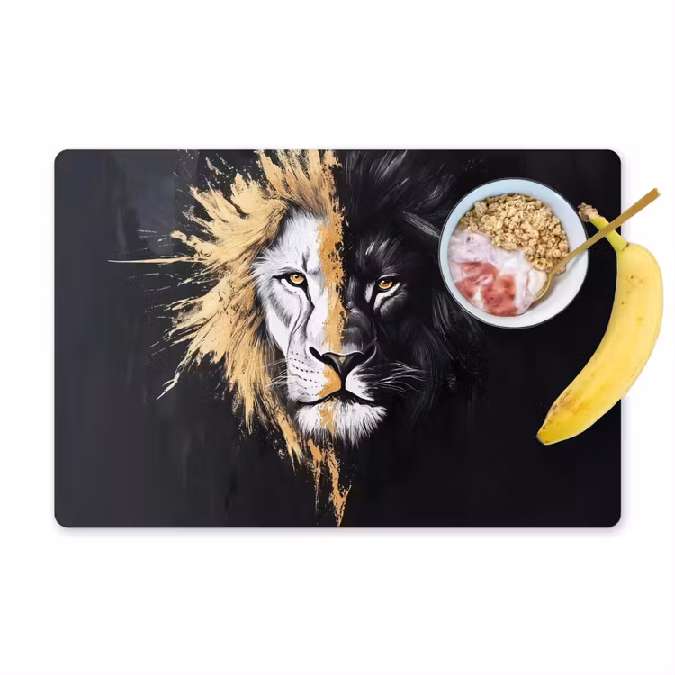 Sets de table en vinyle - Lion - Fendu - Noir - Ligne — 1