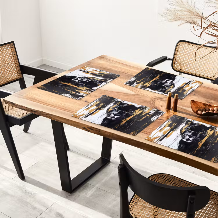 Sets de table en vinyle - Panthère - Noir - Abstrait - Coups de pinceau — 4