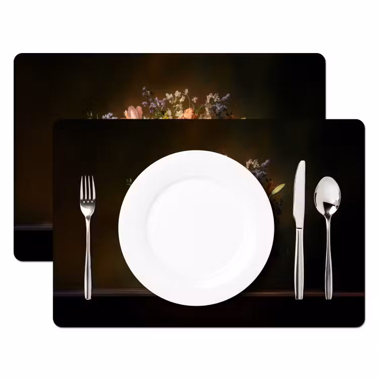 Sets de table en vinyle - Verres - Fleurs - Bouquet - Couleurs — 2