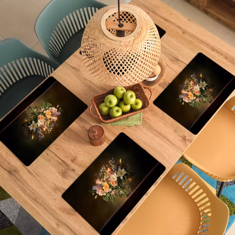 Sets de table en vinyle - Verres - Fleurs - Bouquet - Couleurs — 3