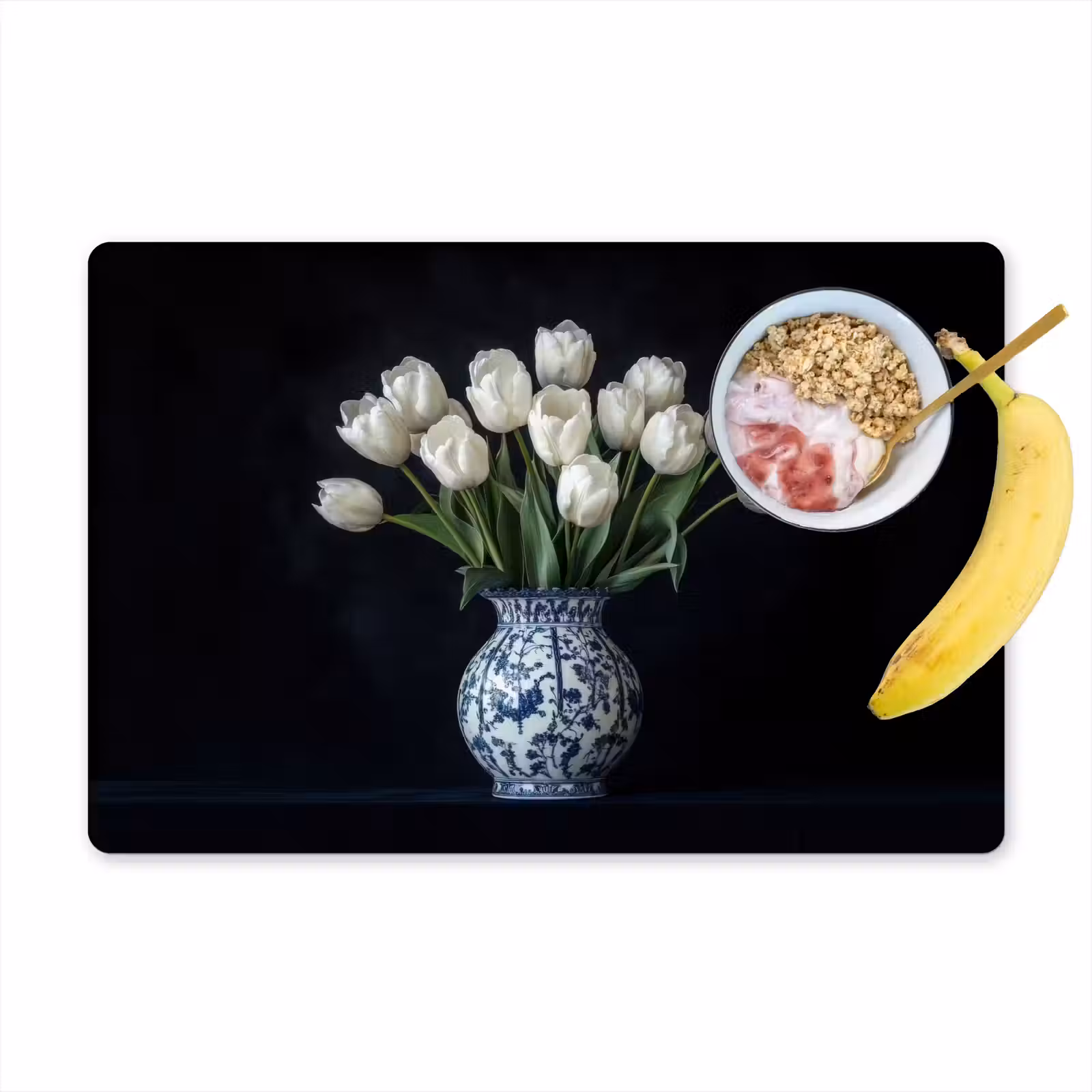 Sets de table en vinyle - Blanc - Fleurs - Tulipes - Vase — 1