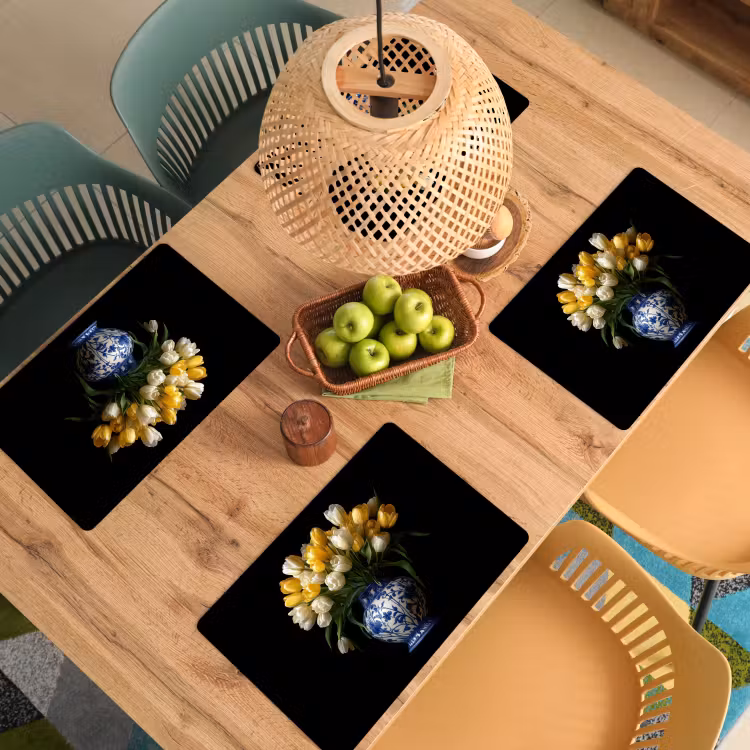 Sets de table en vinyle - Jaune - Tulipes - Vase - Fleurs — 3