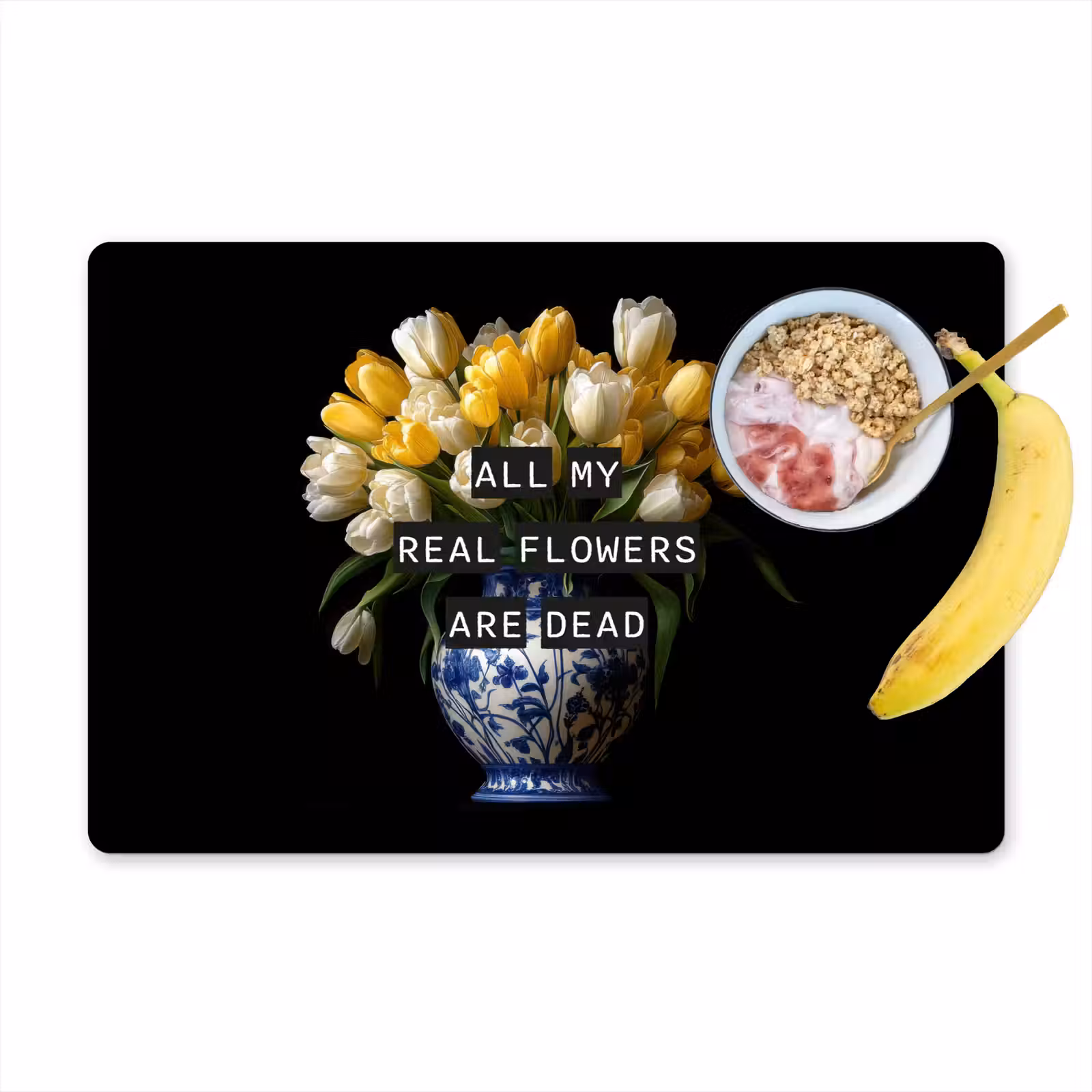 Sets de table en vinyle - Citations - Fleur - Tulipe - Jaune — 1