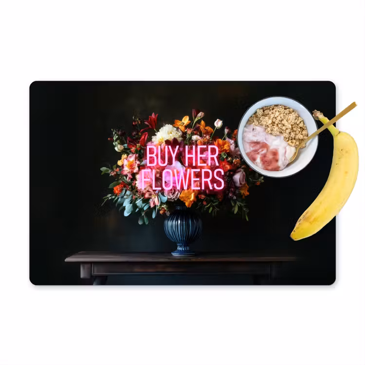 Sets de table en vinyle - Citation - Fleurs - Vase - Néon — 1