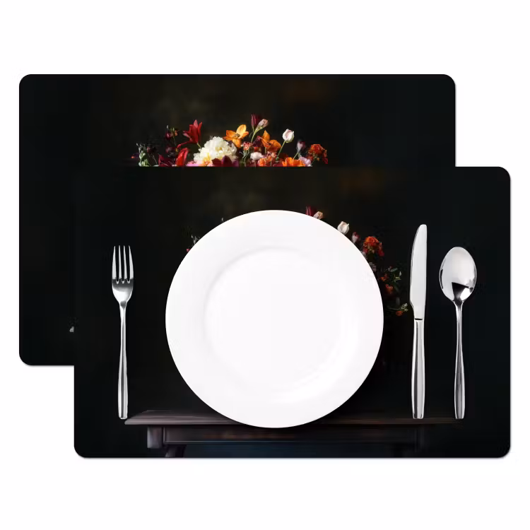 Sets de table en vinyle - Citation - Fleurs - Vase - Néon — 2