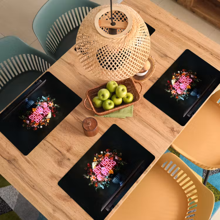 Sets de table en vinyle - Citation - Fleurs - Vase - Néon — 3