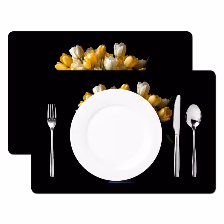 Sets de table en vinyle - Citations - Fleur - Tulipe - Jaune — 2