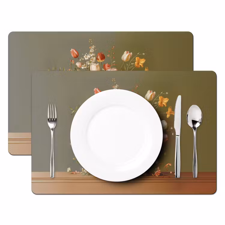 Sets de table en vinyle - Fleur - Citation - Vintage - Art — 2