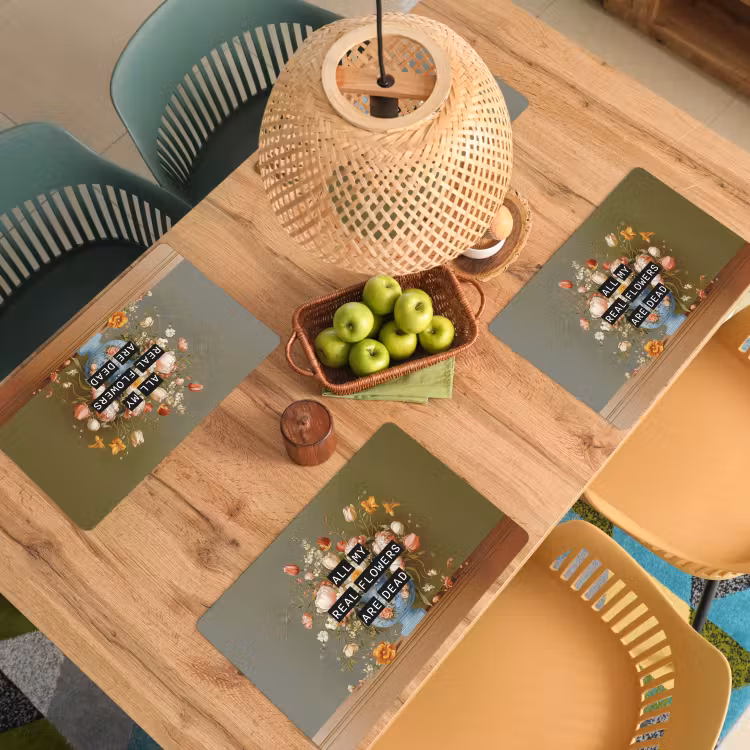 Sets de table en vinyle - Fleur - Citation - Vintage - Art — 3