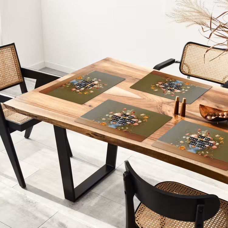 Sets de table en vinyle - Fleur - Citation - Vintage - Art — 4