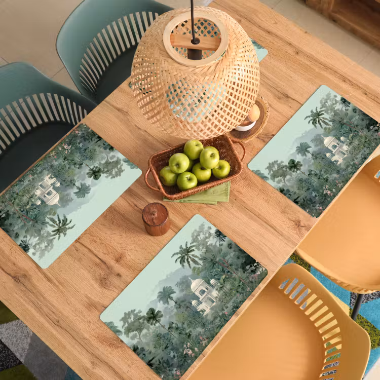 Sets de table en vinyle - Jardin tropical - Bâtiment en forme de dôme - Fleurs — 3