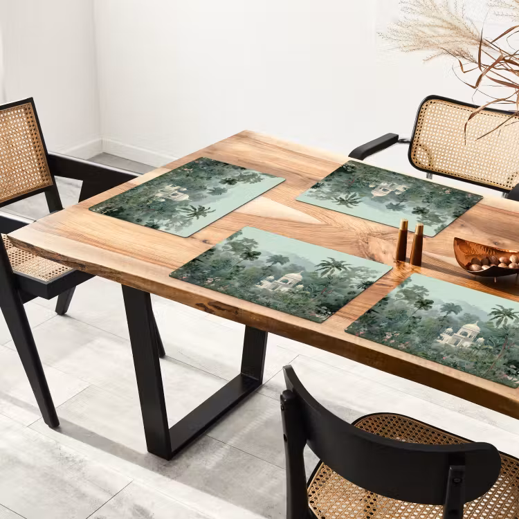 Sets de table en vinyle - Jardin tropical - Bâtiment en forme de dôme - Fleurs — 4
