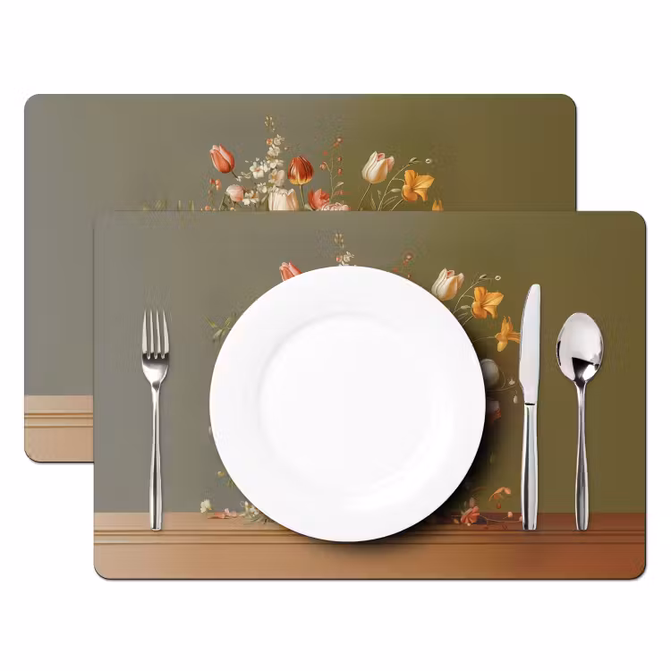 Sets de table en vinyle - Neutre - Fleurs - Bouquet - Vase — 2