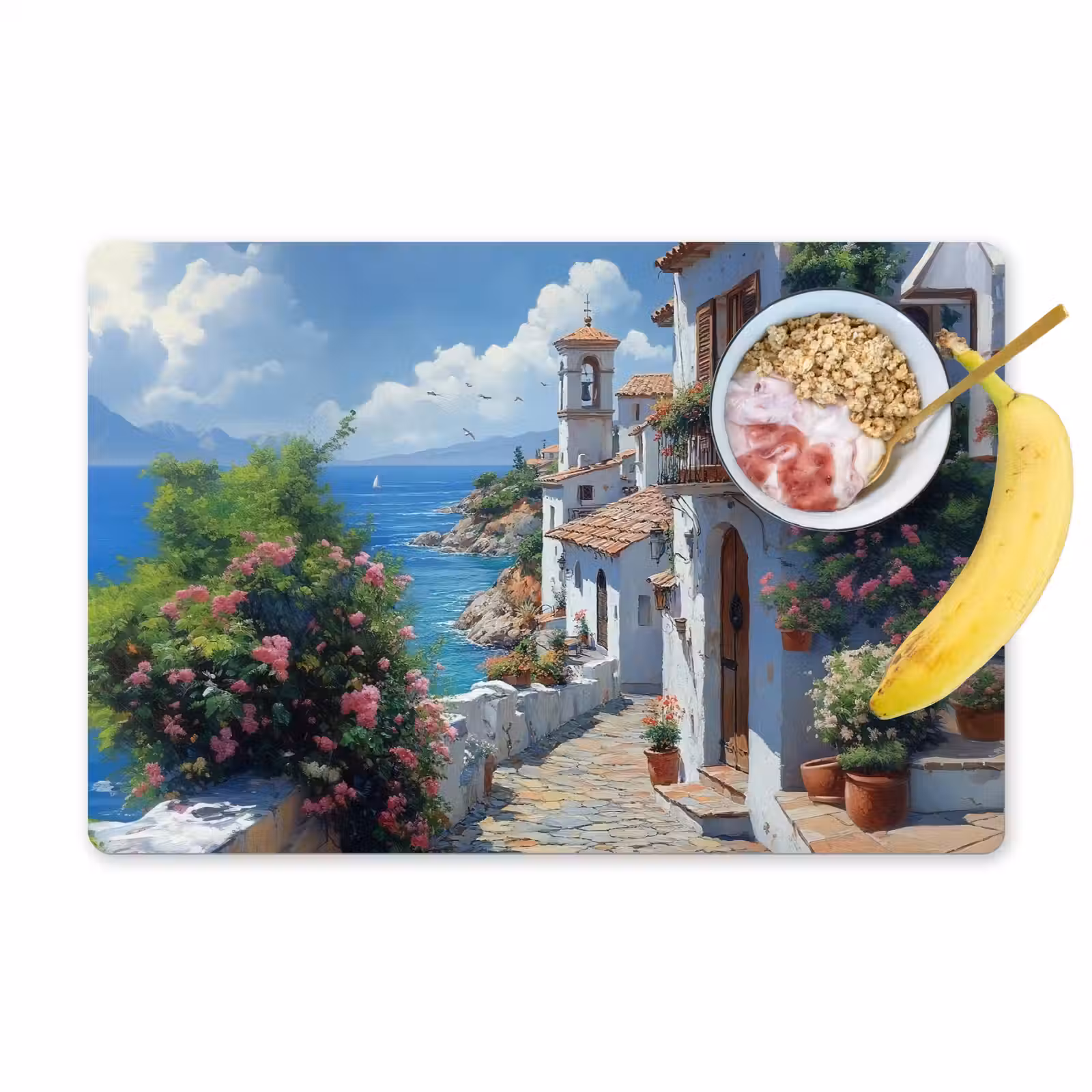 Sets de table en vinyle - Maisons - Mer - Arbres - Fleurs — 1