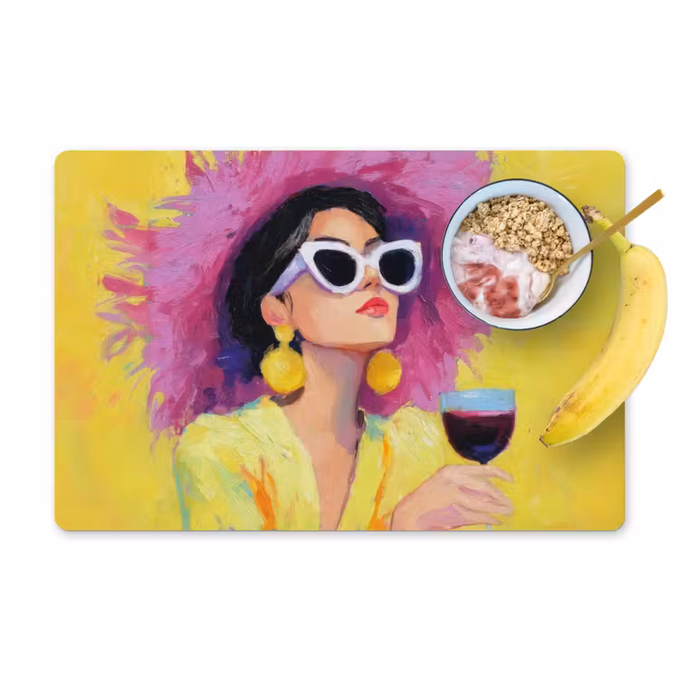 Sets de table en vinyle - Femme - Chapeau - Violet - Vin — 1