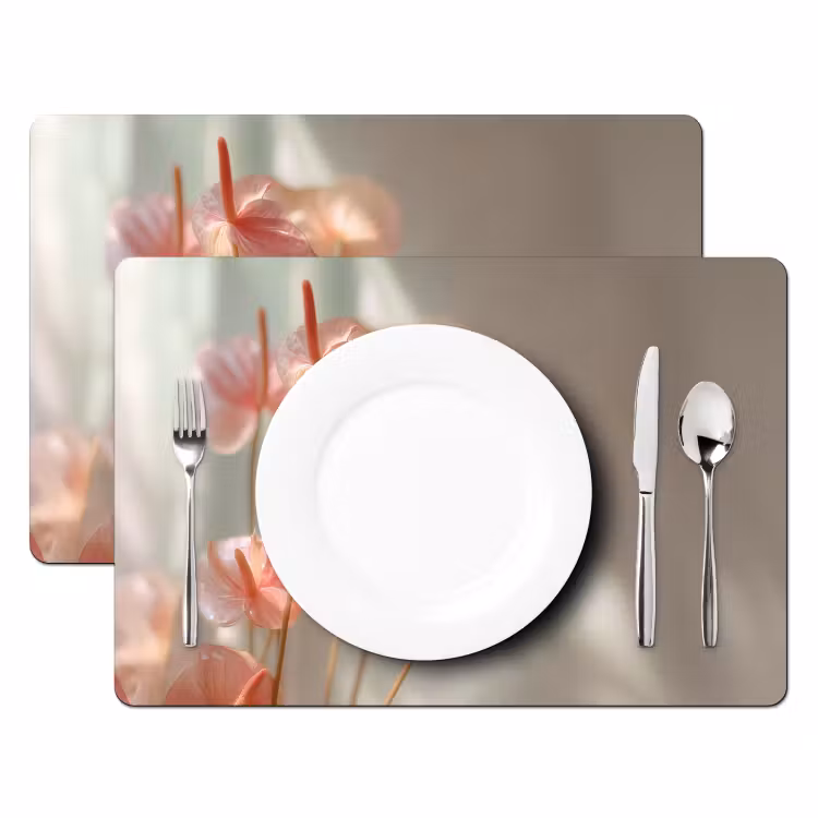 Sets de table en vinyle - Fleurs - Tiges - Rose - Ombre — 2