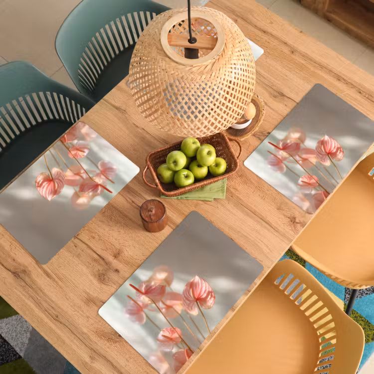 Sets de table en vinyle - Fleurs - Tiges - Rose - Ombre — 3