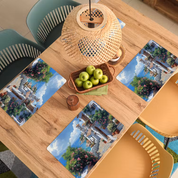 Sets de table en vinyle - Maisons - Mer - Arbres - Fleurs — 3