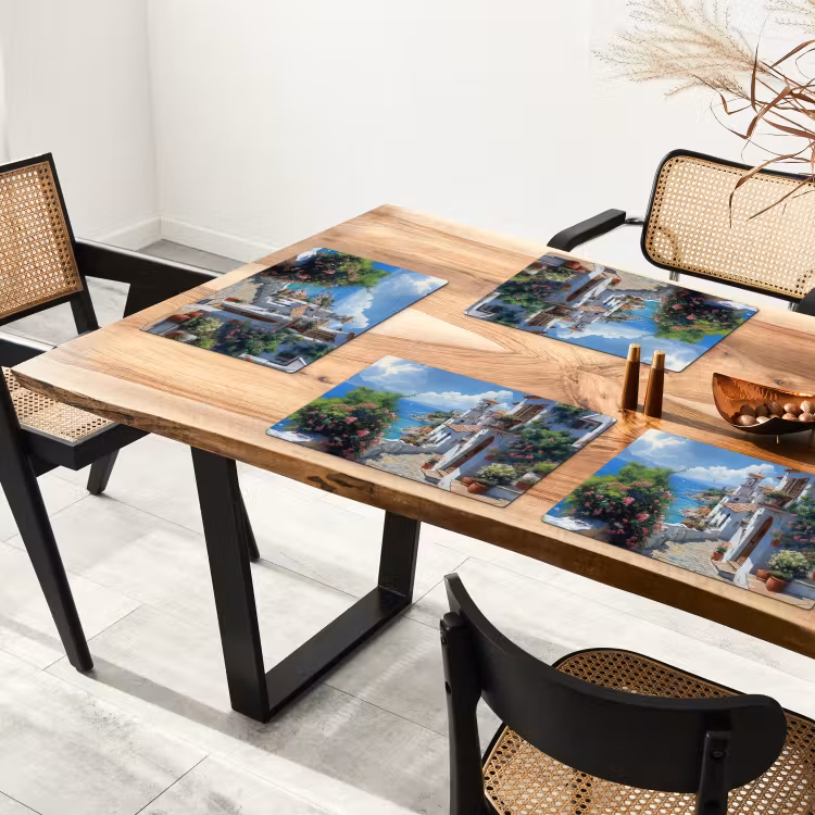 Sets de table en vinyle - Maisons - Mer - Arbres - Fleurs — 4