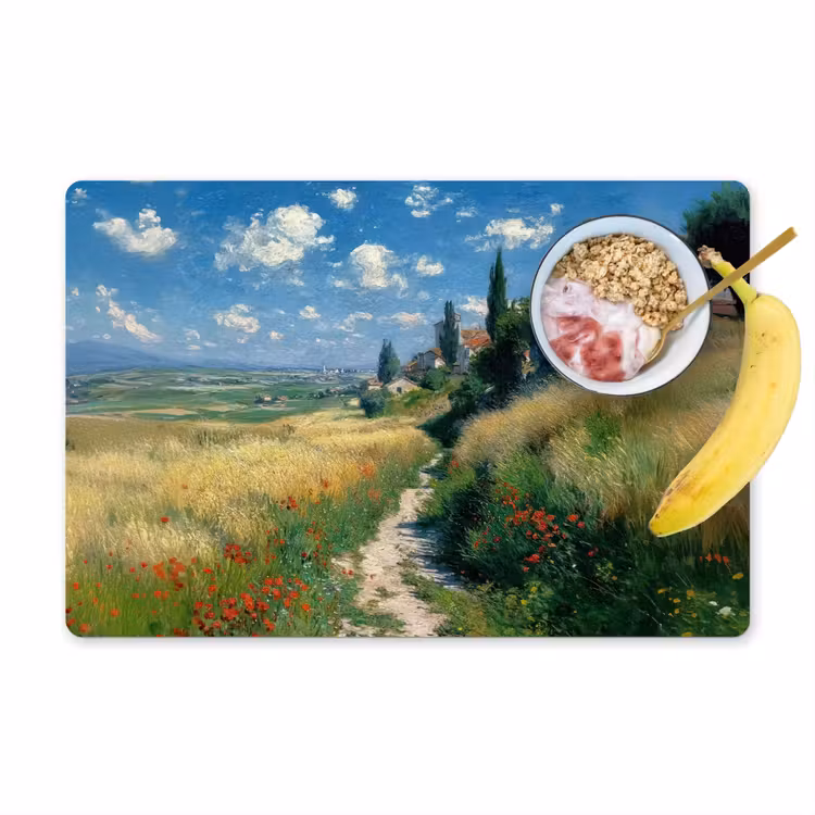 Sets de table en vinyle - Piste de sable - Maison - Arbres - Pelouse — 1