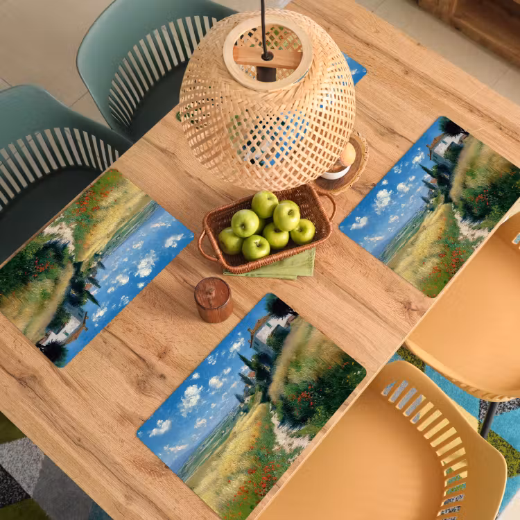 Sets de table en vinyle - Piste de sable - Maison - Arbres - Pelouse — 3