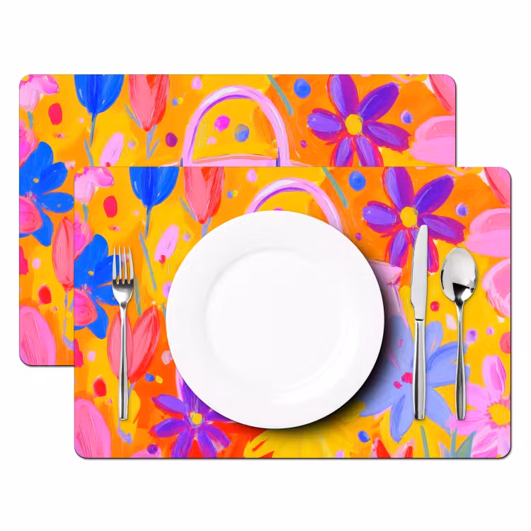 Sets de table en vinyle - Sac - Rose - Fleurs — 2
