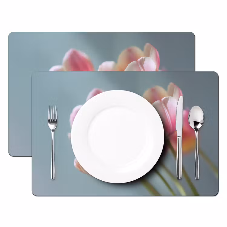 Sets de table en vinyle - Tulipes - Rose - Tiges — 2