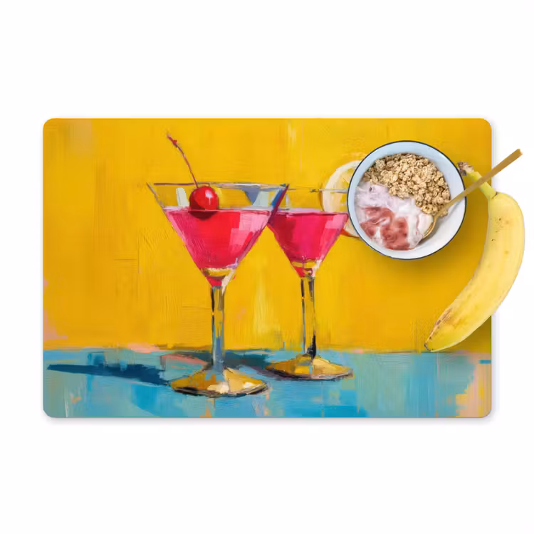 Sets de table en vinyle - Verres - Cocktail - Citron - Cerise — 1