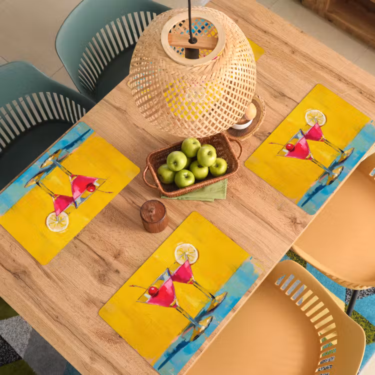 Sets de table en vinyle - Verres - Cocktail - Citron - Cerise — 3