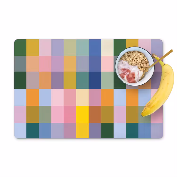 Sets de table en vinyle - Blocs - carrés - à motifs - colorés — 1