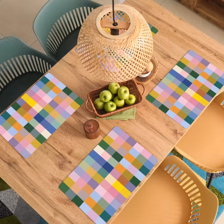 Sets de table en vinyle - Blocs - carrés - à motifs - colorés — 3
