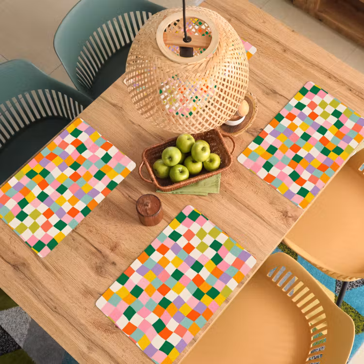Sets de table en vinyle - Carrés - Colorés - Ondulés — 3