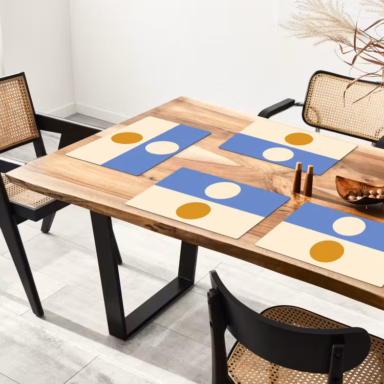 Sets de table en vinyle - Cercles - Symétrique - Blanc - Bleu - Jaune — 4