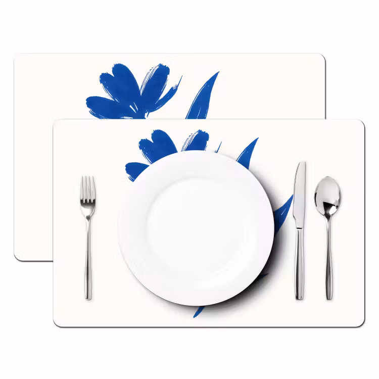 Sets de table en vinyle - Fleur - Pétales - Minimaliste - Bleu — 2