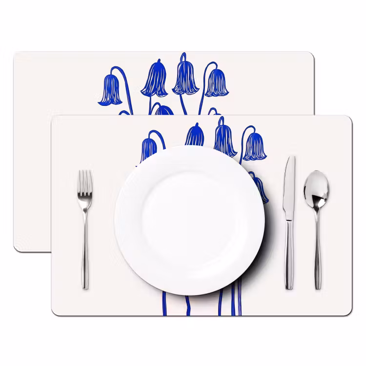 Sets de table en vinyle - Fleurs - Bleu - Lignes - Pétales — 2