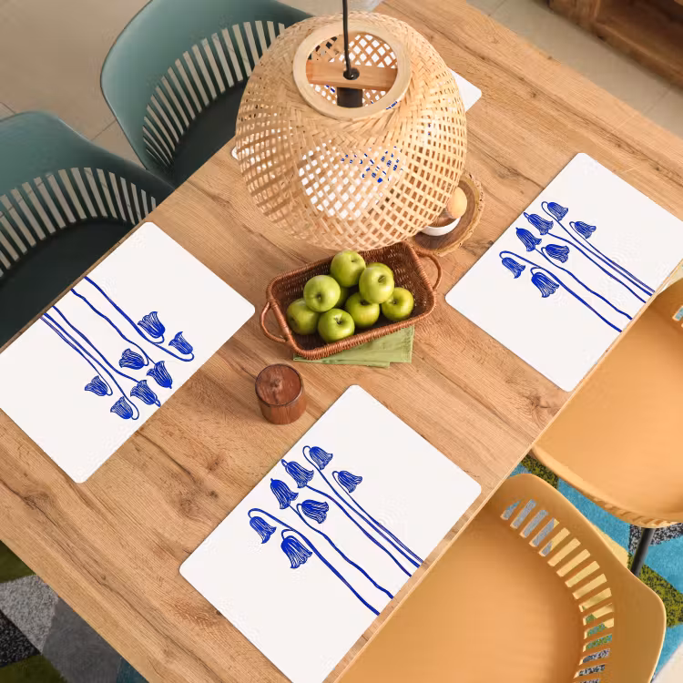 Sets de table en vinyle - Fleurs - Bleu - Lignes - Pétales — 3