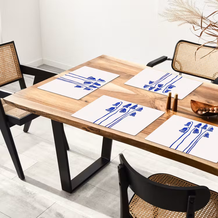 Sets de table en vinyle - Fleurs - Bleu - Lignes - Pétales — 4