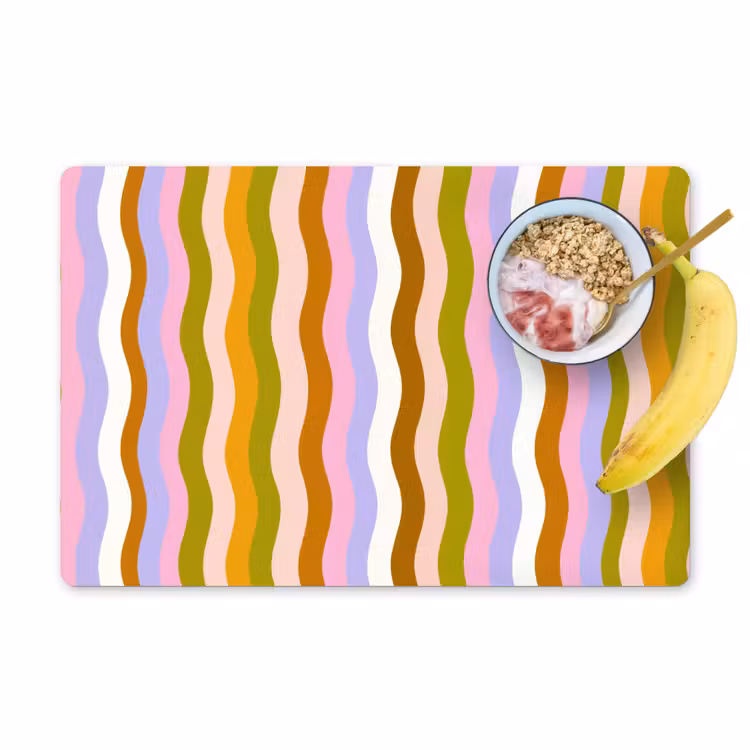 Sets de table en vinyle - lignes - vagues - couleurs pastel - motif — 1