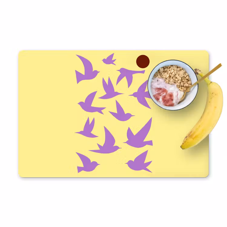 Sets de table en vinyle - Oiseaux - Cercle - Jaune - Mouvement — 1
