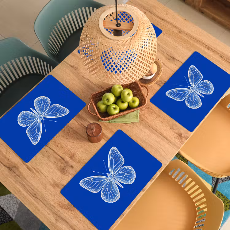 Sets de table en vinyle - Papillon - Blanc - Pointillé — 3