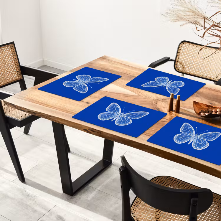 Sets de table en vinyle - Papillon - Blanc - Pointillé — 4