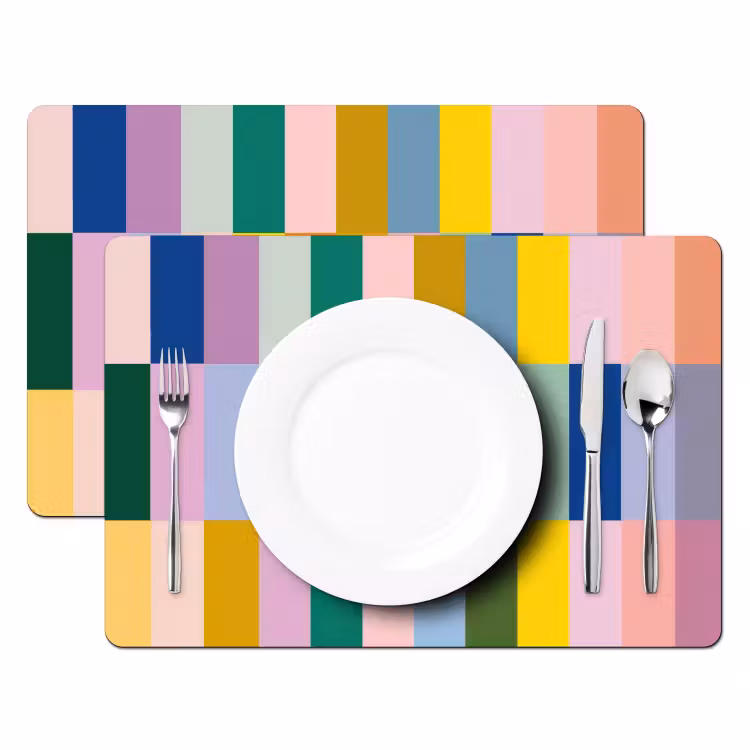 Sets de table en vinyle - Rayures - Bleu - Motif - Abstrait — 2